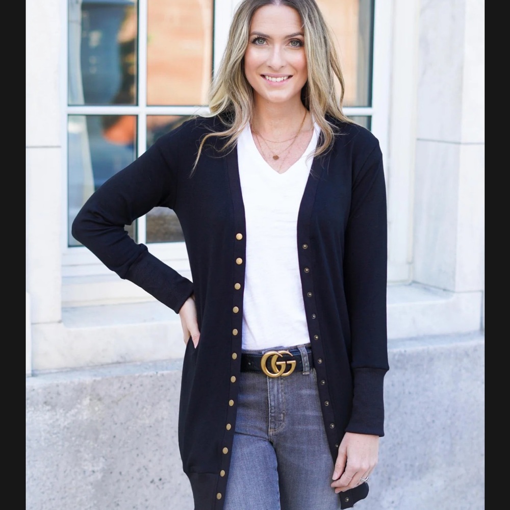 Black Button-Up Women's Sweatshirt